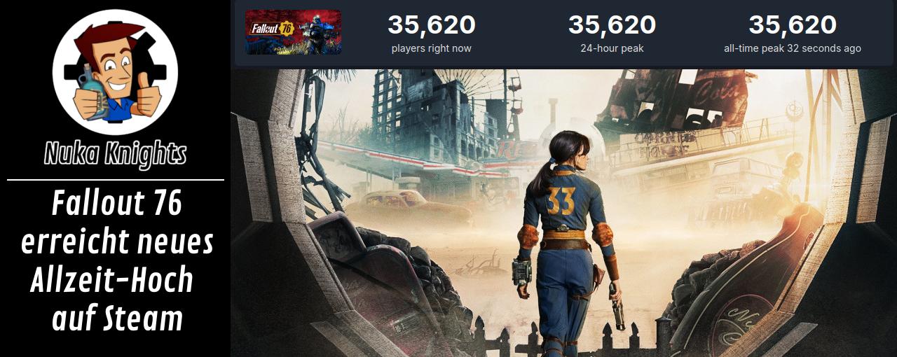 Fallout 76 erreicht neues Spieler-Zahlen Allzeit-Hoch auf Steam