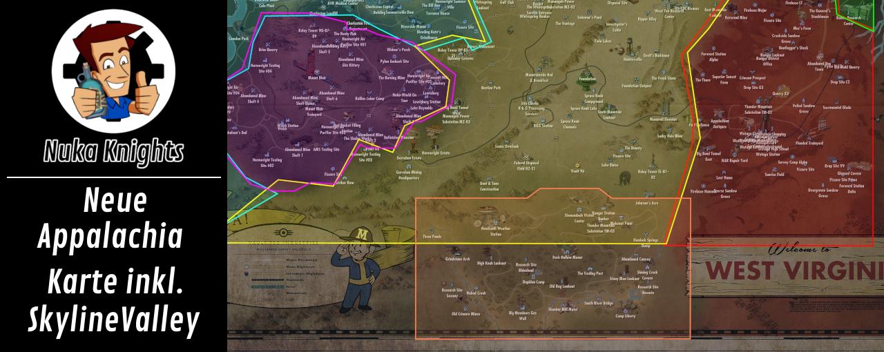 Fallout 76: Neue Appalachia Karte inkl Skyline Valley mit allen Regionen und Orten