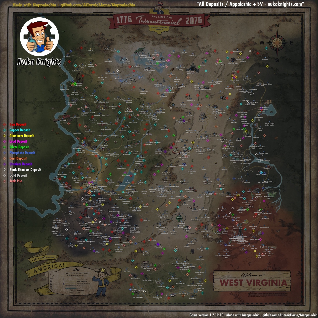 Appalachia Map incl Skyline Valley Deposits for Extractors